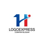 画像1: 青と赤の「1H」と人物のロゴ (1)