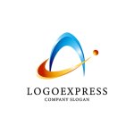 画像1: 青とオレンジの未来的なAロゴ (1)