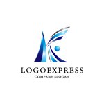 画像1: 青と銀の人物を象ったK字ロゴ (1)