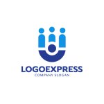 画像1: 青色の"M"と人々が協力し合うロゴ (1)