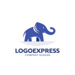 画像1: 青い象と川のロゴ (1)