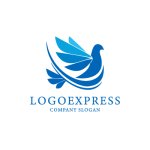 画像1: 青い鳩のシンプルで平和なロゴ (1)