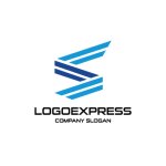 画像1: 青色の幾何学的なスピード感のあるSロゴ (1)