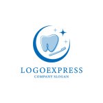 画像1: 青い歯と歯ブラシ、星のロゴ (1)