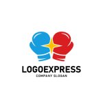 画像1: ボクシンググローブがぶつかり合い、輝く星のロゴ (1)