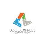 画像1: 歩む足とブーツのカラフルロゴ (1)