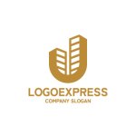 画像1: 「U」または「J」字型の建物のロゴ (1)