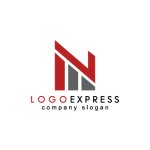 画像1: 赤とグレーのNと建物のロゴ (1)