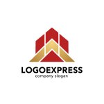 画像1: 赤と金のA字型建物のロゴ (1)