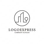 画像1: ビルのそびえる都市をシンプルかつスタイリッシュにデザインしたロゴ (1)