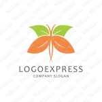 画像1: 蝶と葉っぱを組み合わせたおしゃれなロゴ (1)