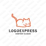 画像1: しゃがんでいるかわいい猫のロゴ (1)