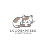 画像1: 眠っているかわいい猫のロゴ (1)