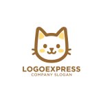 画像1: 可愛い猫の顔ロゴ (1)