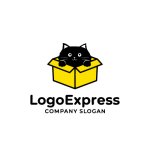 画像1: 箱入りの猫のロゴ (1)