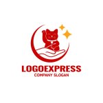 画像1: 赤い招き猫と手のロゴ (1)