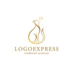 画像1: 愛を伝える優雅な猫のロゴ (1)