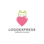 画像1: 猫とハートのロゴ (1)