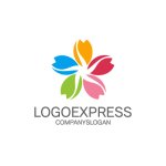 画像1: カラフルな桜の花のロゴ (1)