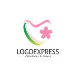 画像1: かわいい桜とハートのロゴ (1)