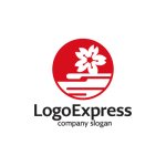 画像1: 桜と川をモチーフにしたロゴ (1)