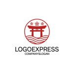 画像1: 桜と鳥居をモチーフにした和風ロゴ (1)