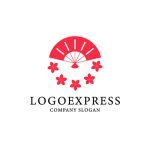 画像1: 扇子と桜のロゴ (1)