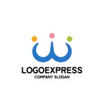 画像1: カラフルな円が付いた「W」のロゴ (1)