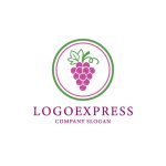 画像1: ブドウの円形ナチュラルロゴ (1)