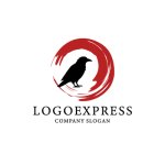 画像1: 円とカラスのシルエットロゴ (1)