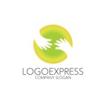 画像1: 両手を伸ばした円形のロゴ (1)