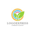 画像1: 虹色の円とつぼみのロゴ (1)