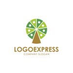 画像1: 円形の木と分かち合う実りのロゴ (1)