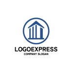 画像1: 円と建物、堅実な基盤のロゴ (1)