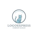画像1: 円形フレームの猫のロゴ (1)