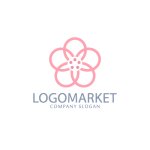 画像1: 円で繋がった可愛い桜のロゴ (1)