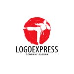 画像1: 円形の中に空手家のシルエットを配したロゴ (1)