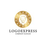 画像1: 円とライオンの高級ロゴ (1)