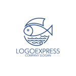 画像1: 円と魚のシンプルな海ロゴ (1)