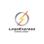 画像1: 銀色の円とSのスピード稲妻のロゴ (1)