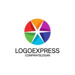 画像1: カラフルな円と星の抽象的なロゴ (1)