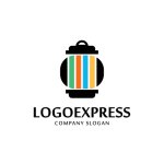 画像1: カラフルなストライプの提灯のロゴ (1)