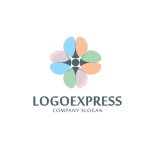 画像1: カラフルな花びらのロゴ (1)