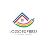 画像1: カラフルなペイントハウスロゴ (1)