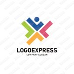 画像1: カラフルなXと人のロゴ (1)