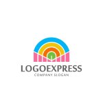 画像1: カラフルな虹の抽象ロゴ (1)