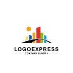 画像1: カラフルな街のロゴ (1)