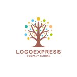 画像1: カラフルな木と丸のロゴ (1)
