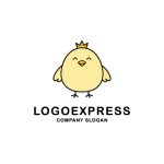 画像1: 王冠をかぶった可愛いひよこのロゴ (1)