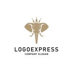 画像1: 王冠を戴く、知性と権威を象徴する象のロゴ (1)